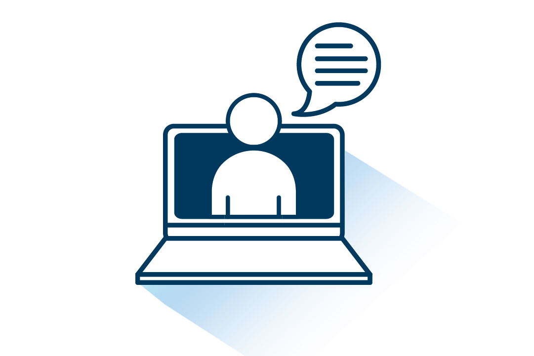 Icon of a person with a chat bubble